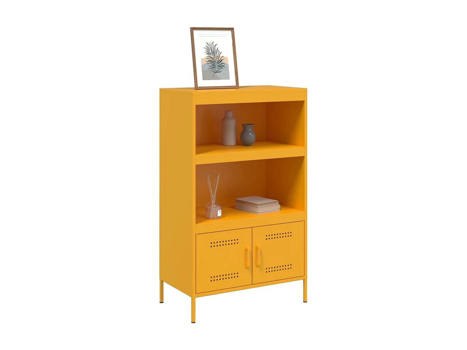 Buffet haut jaune moutarde 68x39x113 cm acier