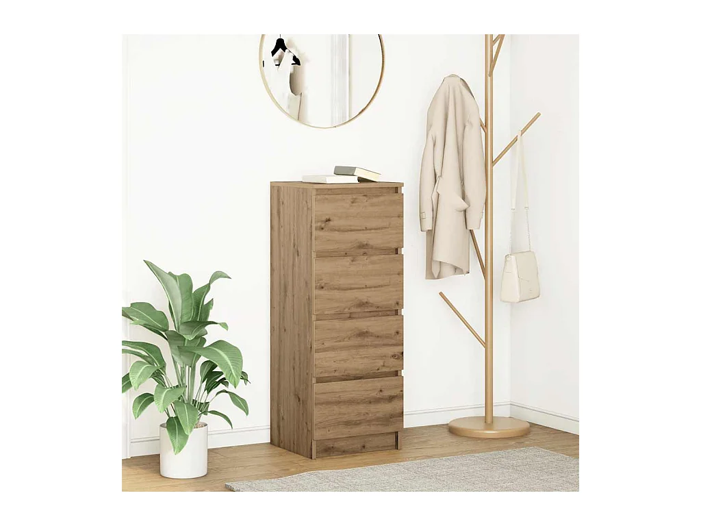 Buffet chêne artisanal 37,5x35x99 cm bois d'ingénierie