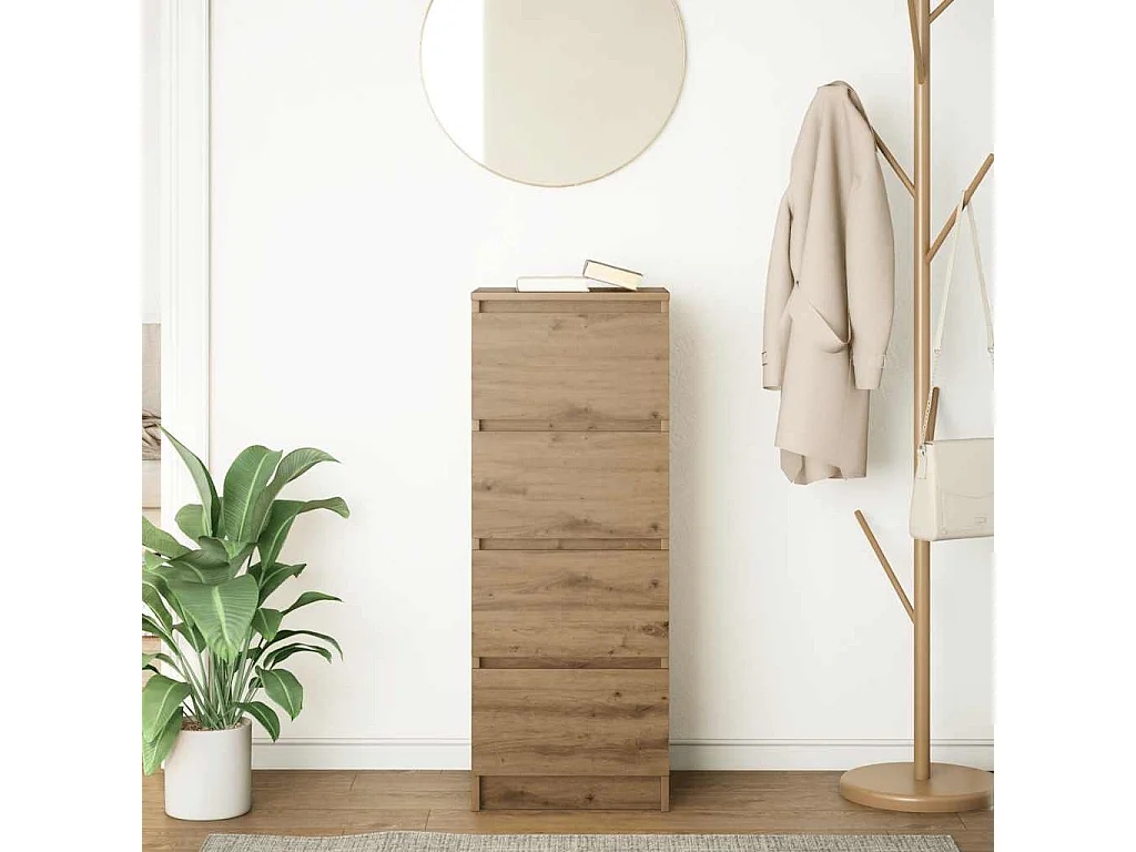 Buffet chêne artisanal 37,5x35x99 cm bois d'ingénierie