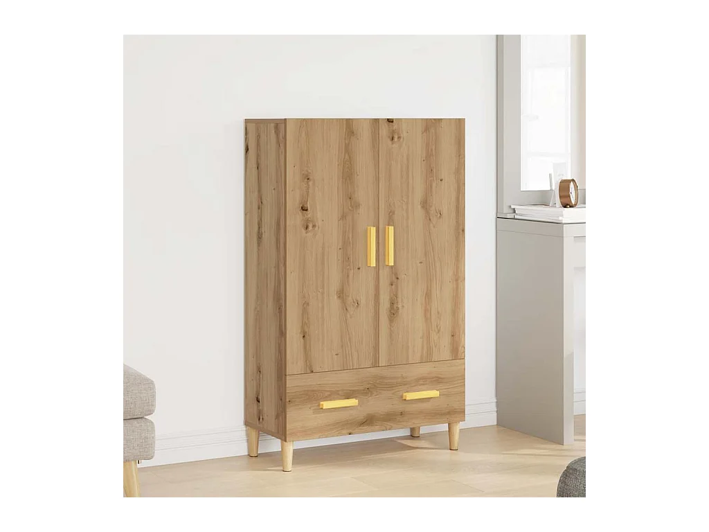 Buffet chêne artisanal 70x31x115 cm bois d'ingénierie