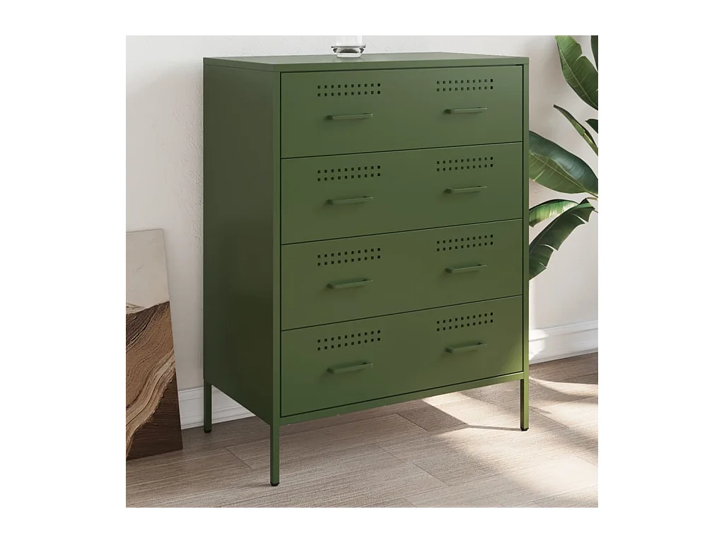 Buffet vert olive 68x39x89 cm acier