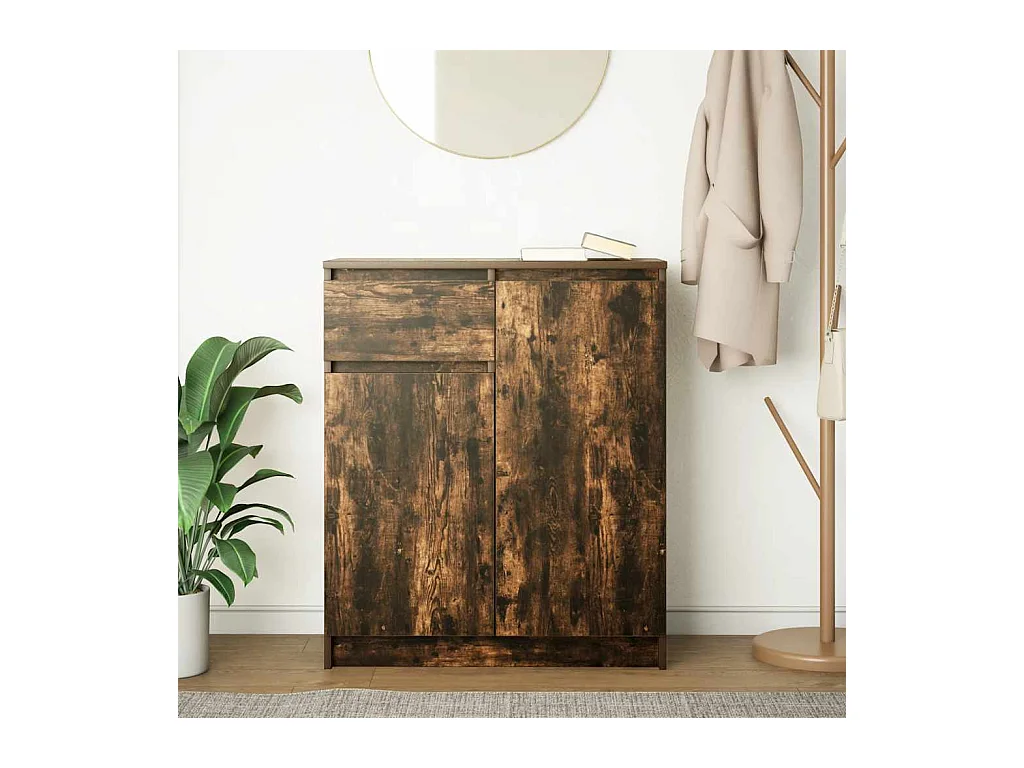 Buffet avec tiroir chêne fumé 71x35x84 cm bois d'ingénierie