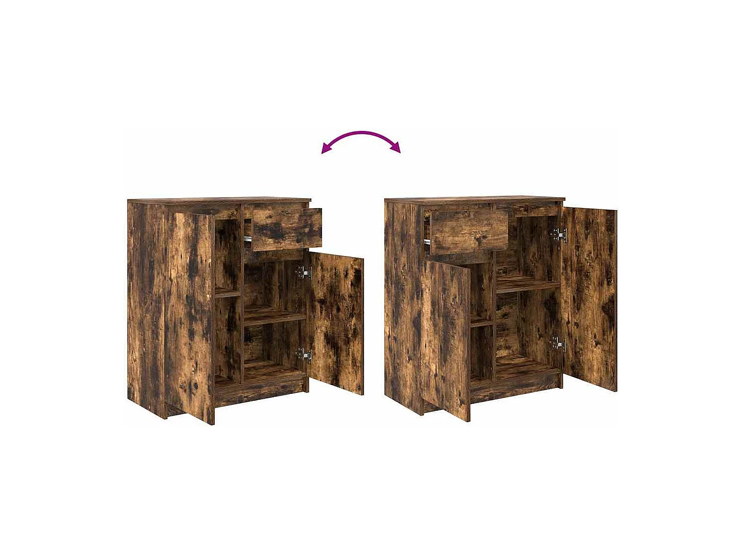Buffet avec tiroir chêne fumé 71x35x84 cm bois d'ingénierie