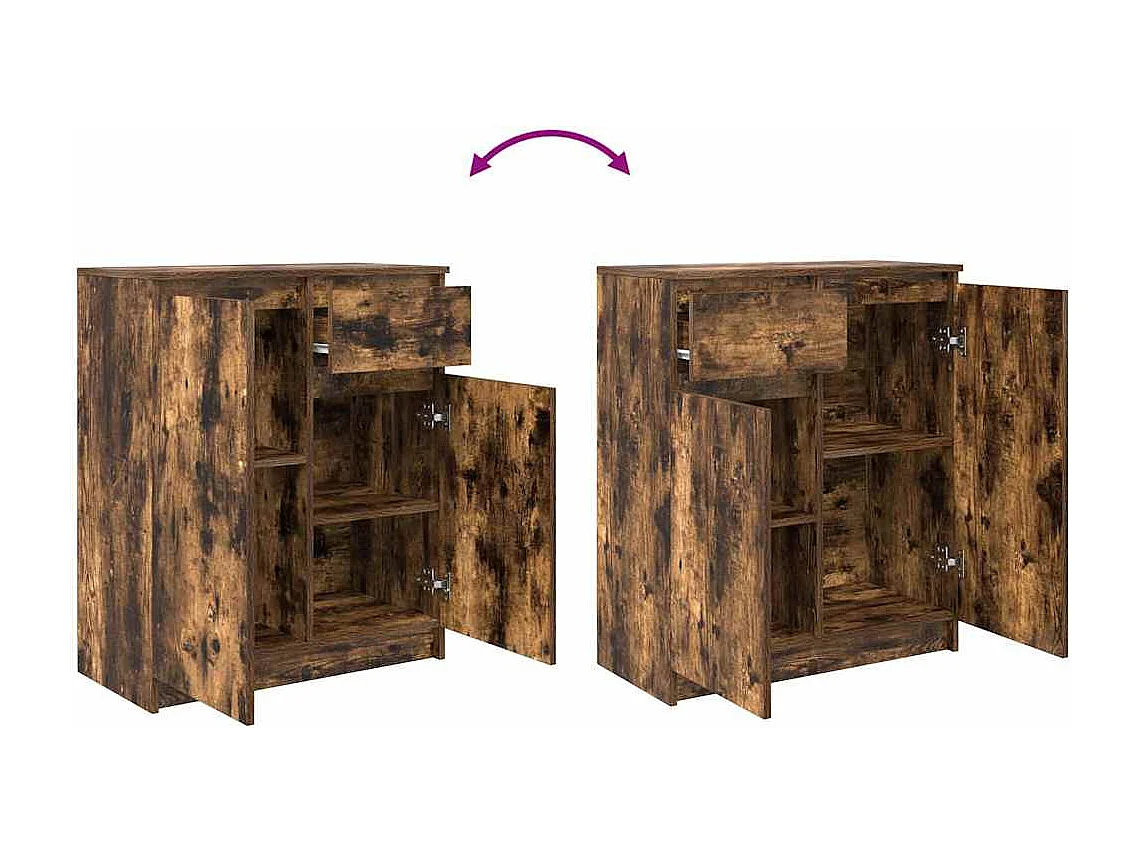 Buffet avec tiroir chêne fumé 71x35x84 cm bois d'ingénierie