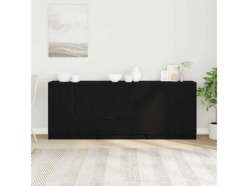 Buffet Chêne noir 180 x 30 x 70 cm Bois d'ingénierie