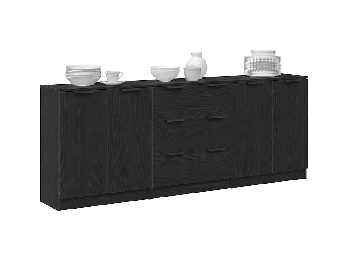 Buffet Chêne noir 180 x 30 x 70 cm Bois d'ingénierie