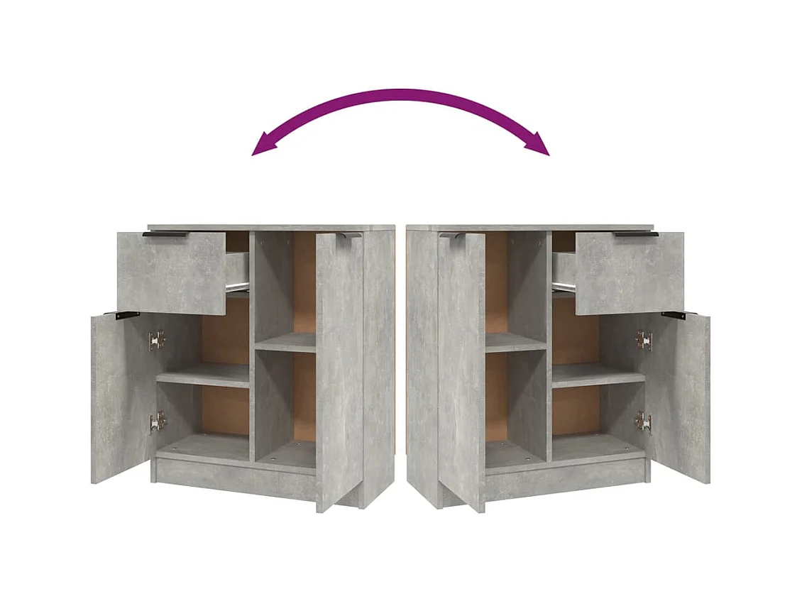 Aparadores 2 peças 60x30x70 cm madeira processada cinza cimento