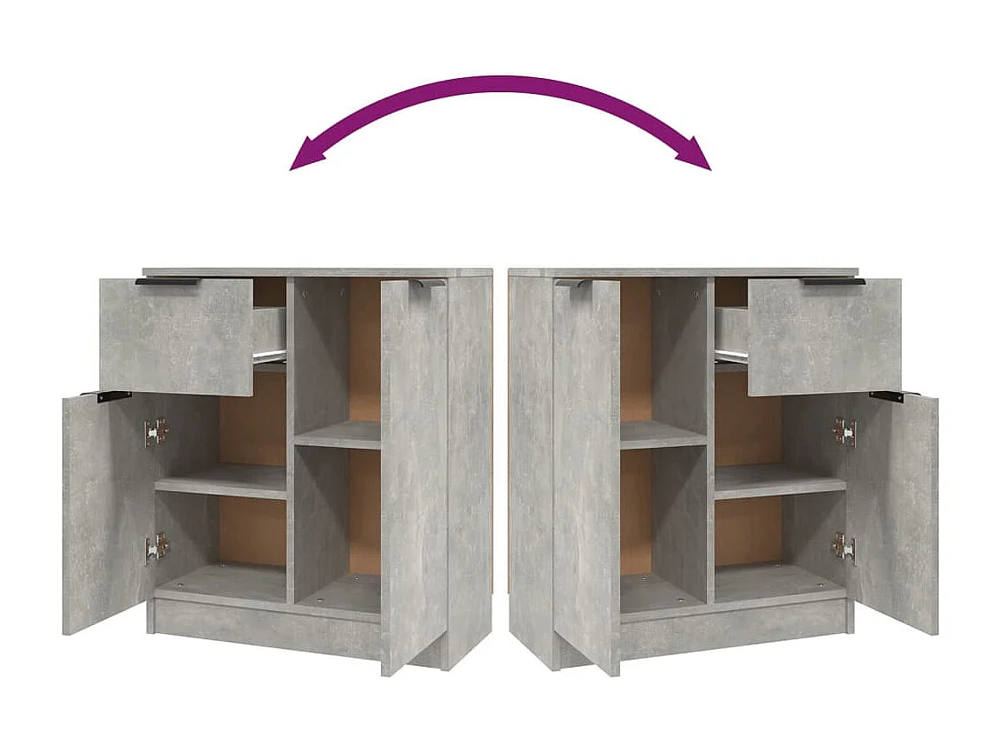 Buffets 2 pièces Gris béton 60x30x70 cm Bois d'ingénierie