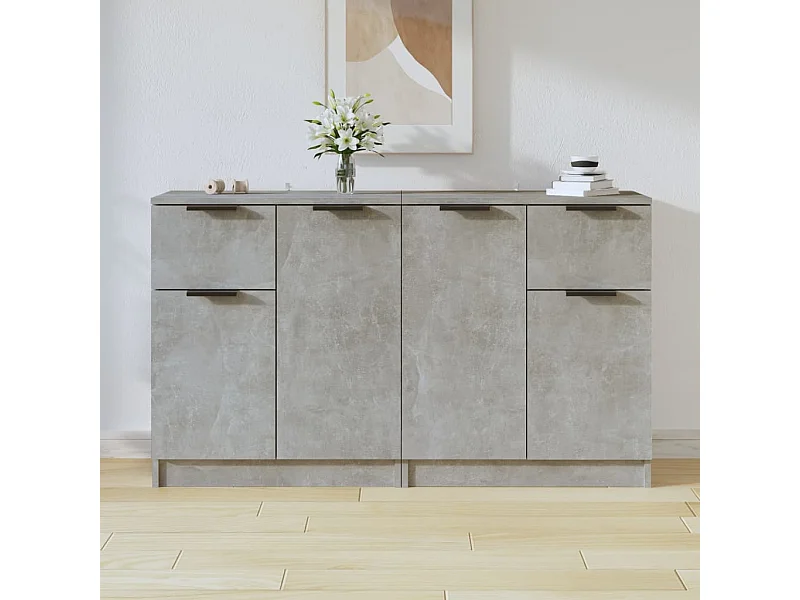 Dressoirs 2 st 60x30x70 cm bewerkt hout betongrijs