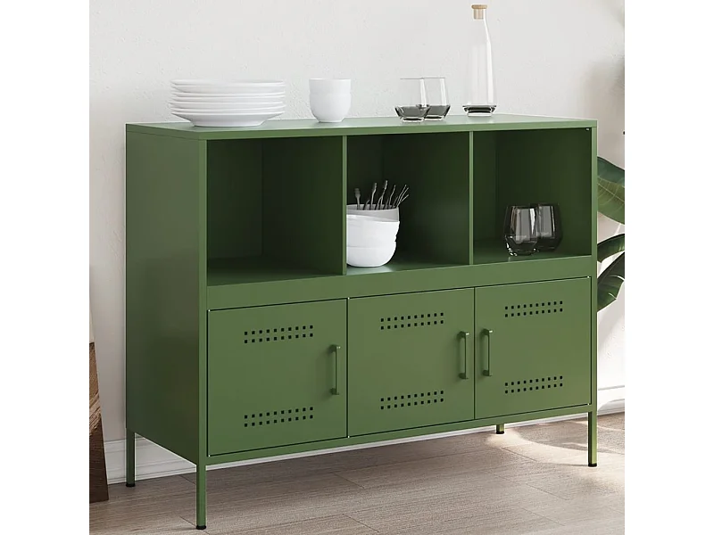 Buffet vert olive 100,5x39x79 cm acier