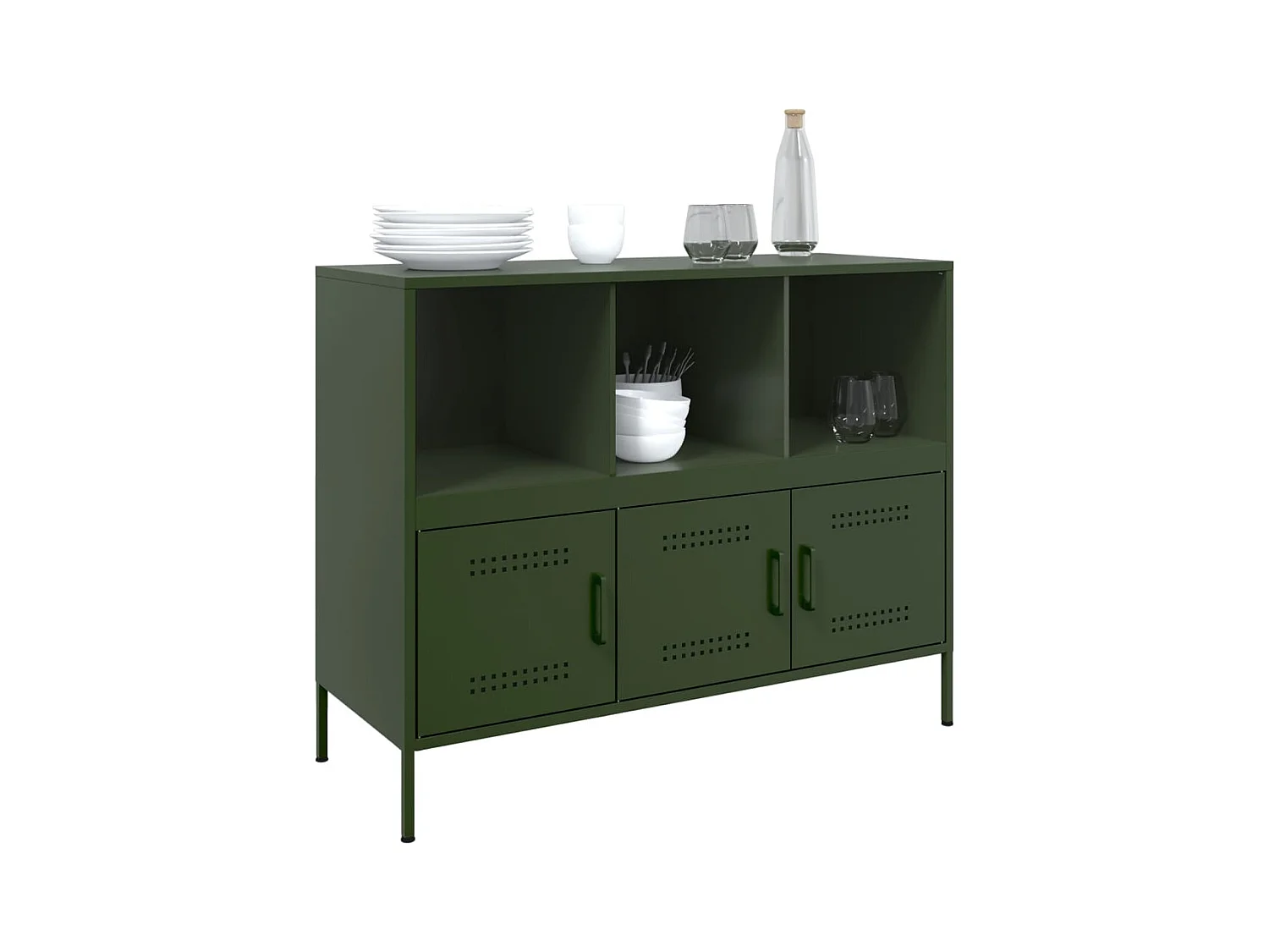 Buffet vert olive 100,5x39x79 cm acier