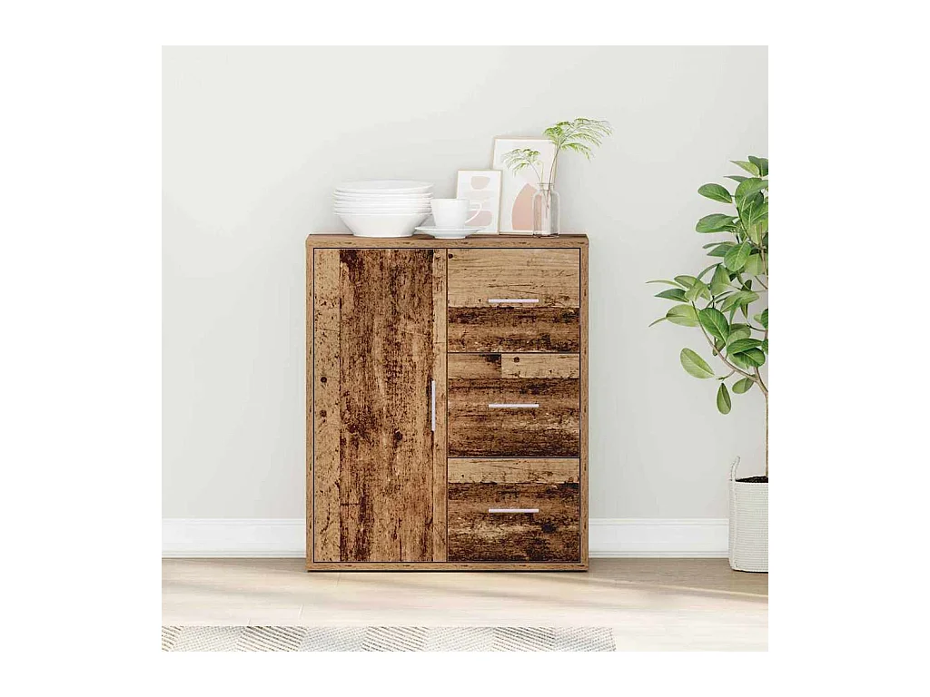 Dressoir met lade Oud hout 60 x 31 x 70 cm Bewerkt hout