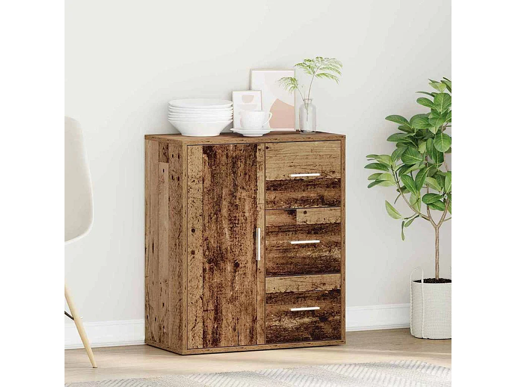 Dressoir met lade Oud hout 60 x 31 x 70 cm Bewerkt hout