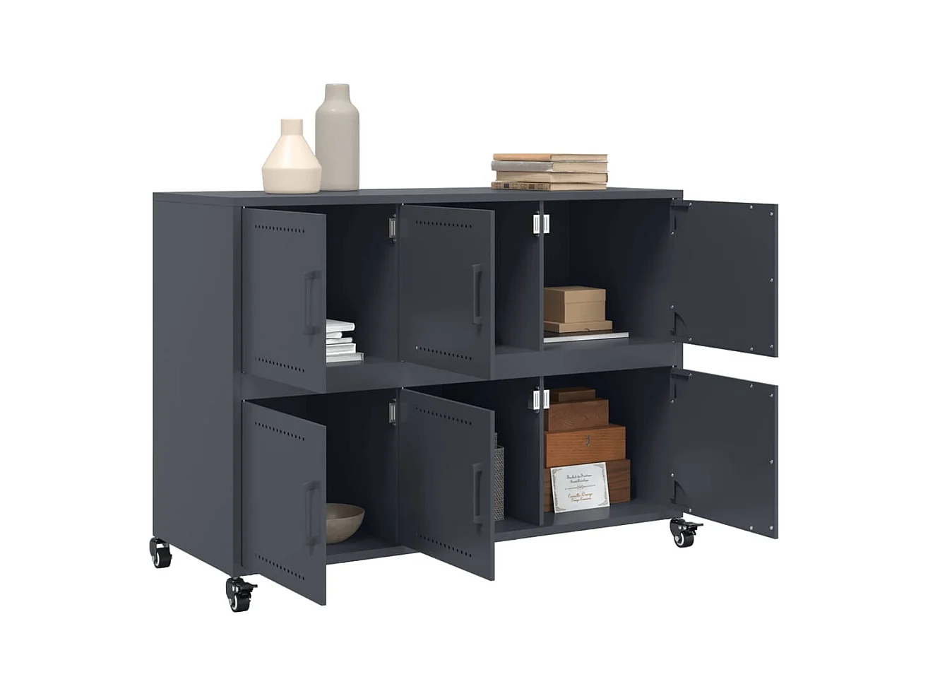 Buffet anthracite 100,5x39x72 cm acier