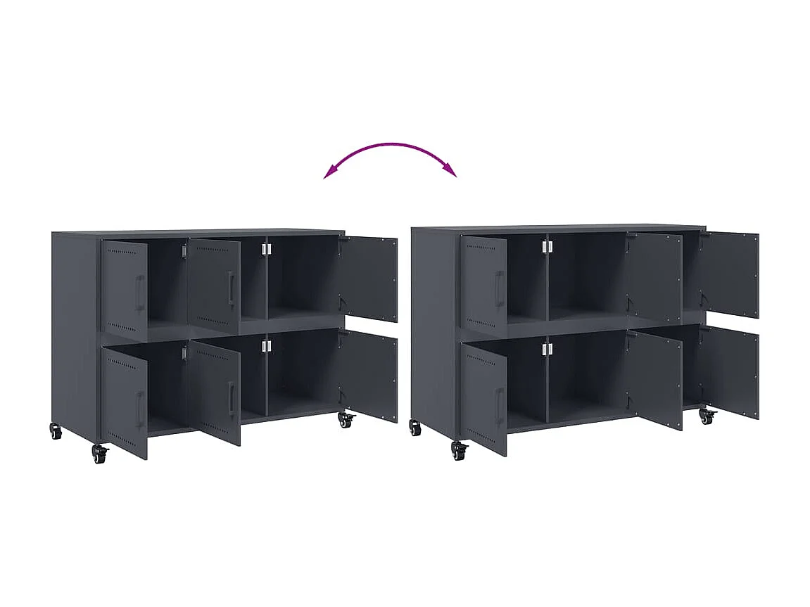 Buffet anthracite 100,5x39x72 cm acier