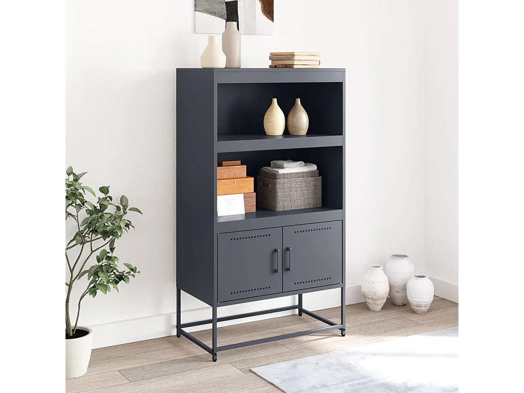 Buffet haut anthracite 68,5x38,5x123,5 cm acier