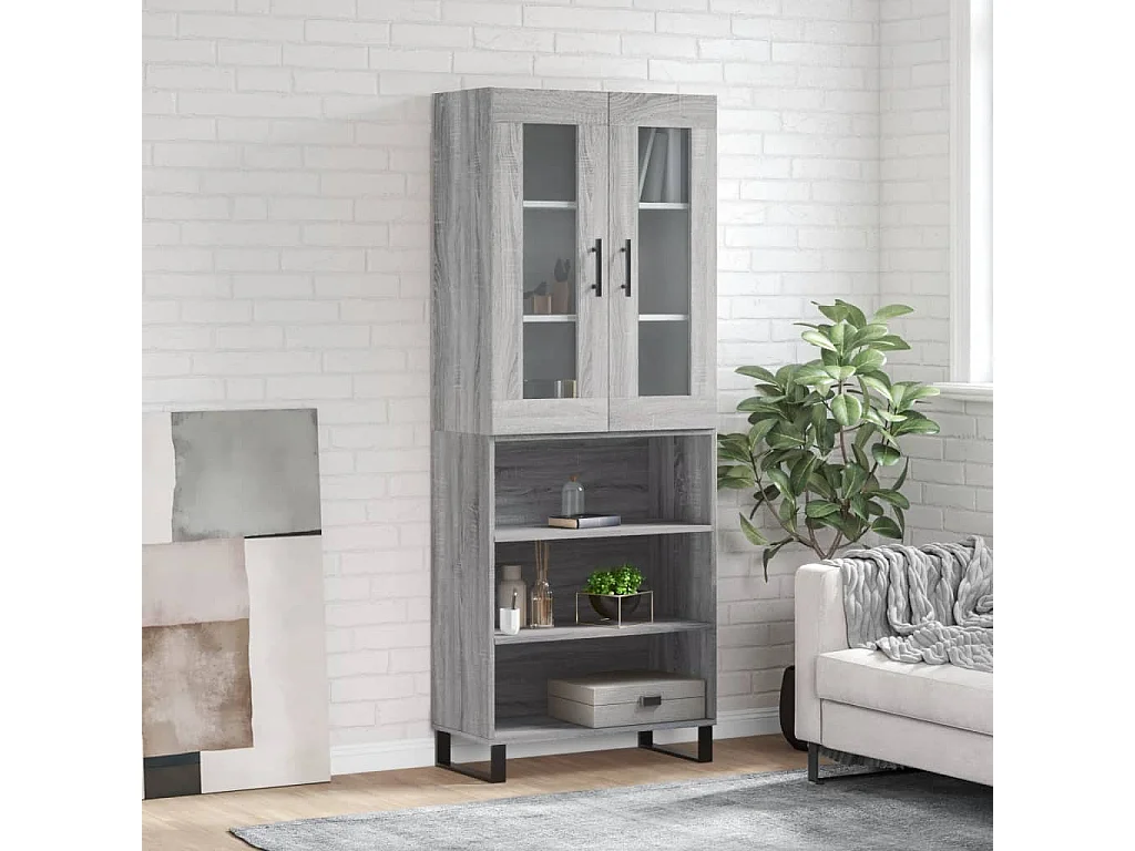 Buffet haut Sonoma gris 69,5x34x180 cm Bois d'ingénierie