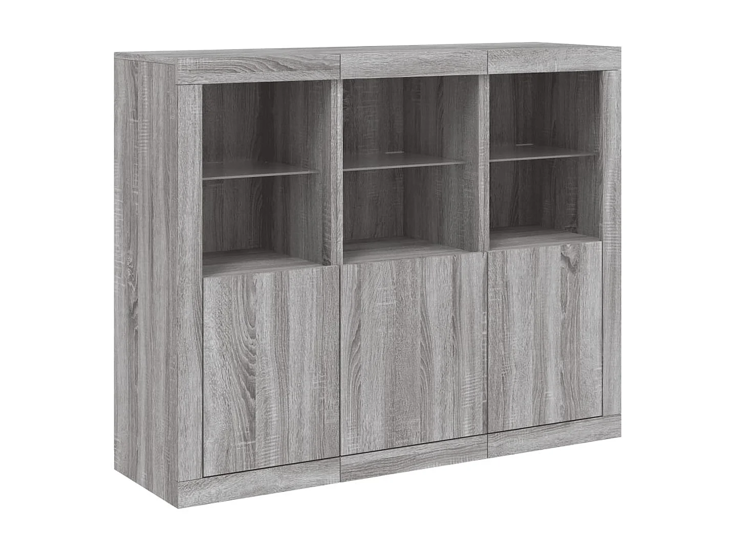 Buffets avec lumières LED 3 pièces sonoma gris bois d'ingénierie