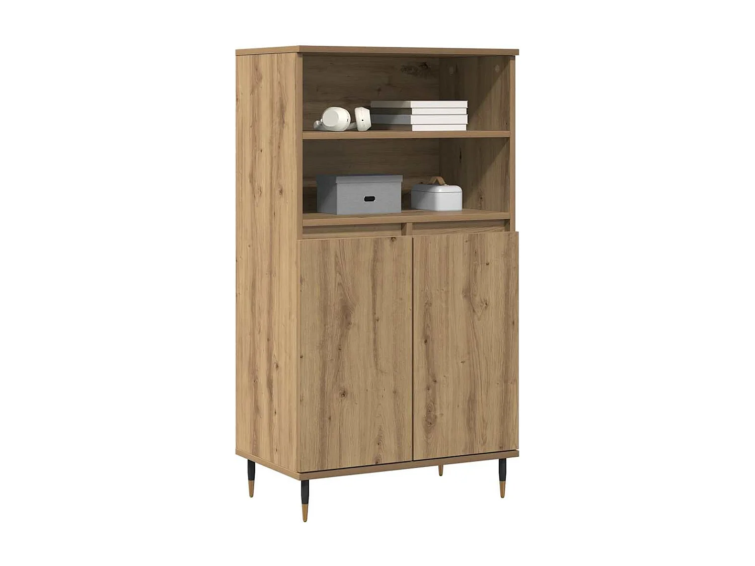 Buffet haut chêne artisanal 60x36x110 cm bois d'ingénierie