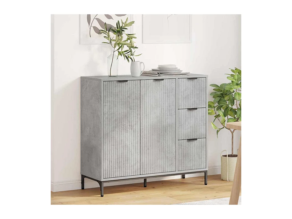 Buffet Gris béton 89,5 x 33 x 82 cm Bois d'ingénierie