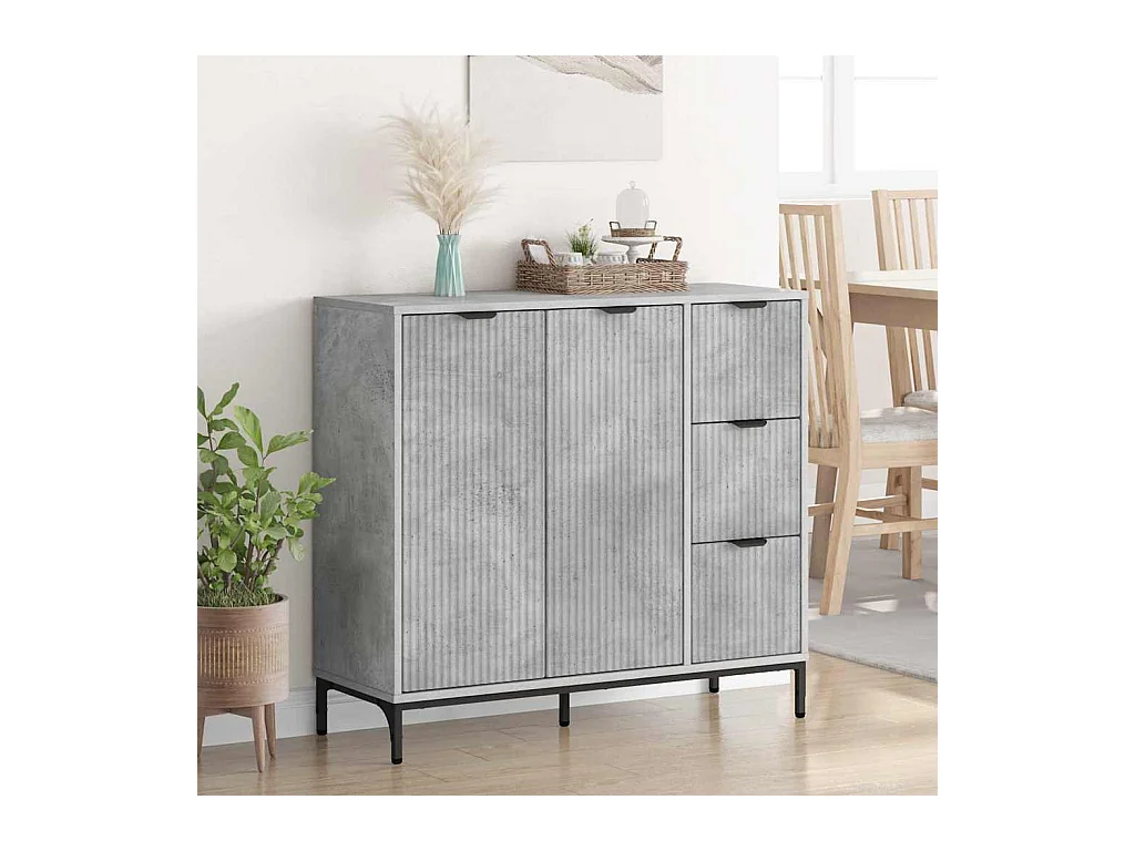 Buffet Gris béton 89,5 x 33 x 82 cm Bois d'ingénierie