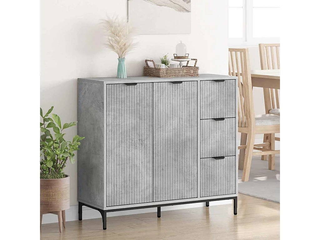 Buffet Gris béton 89,5 x 33 x 82 cm Bois d'ingénierie