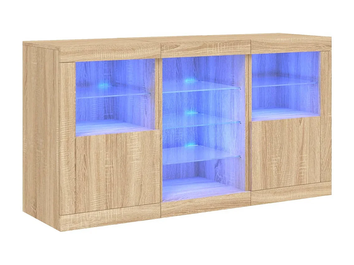 Buffet avec lumières LED chêne sonoma 123x37x67 cm