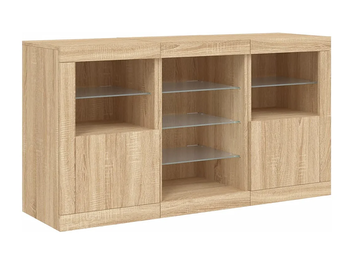 Buffet avec lumières LED chêne sonoma 123x37x67 cm