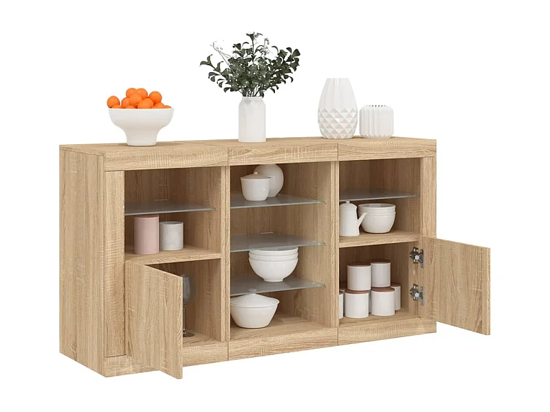 Dressoir met LED-verlichting 123x37x67 cm sonoma eikenkleurig