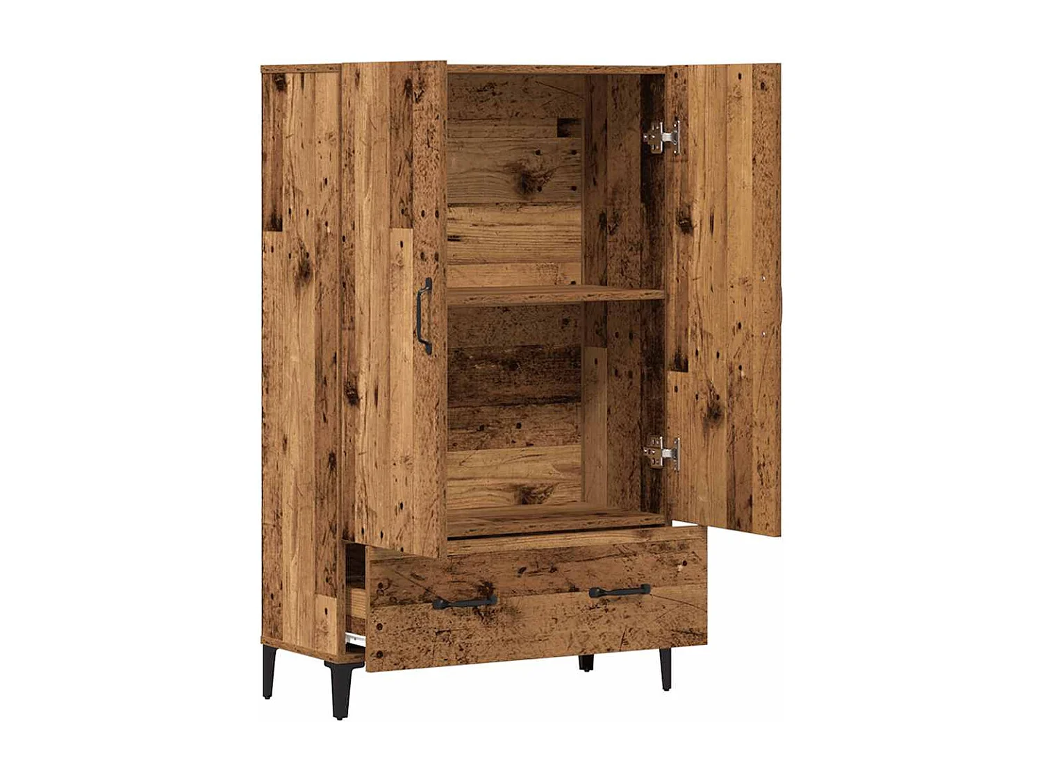 Buffet haut vieux bois 70x31x115 cm bois d'ingénierie