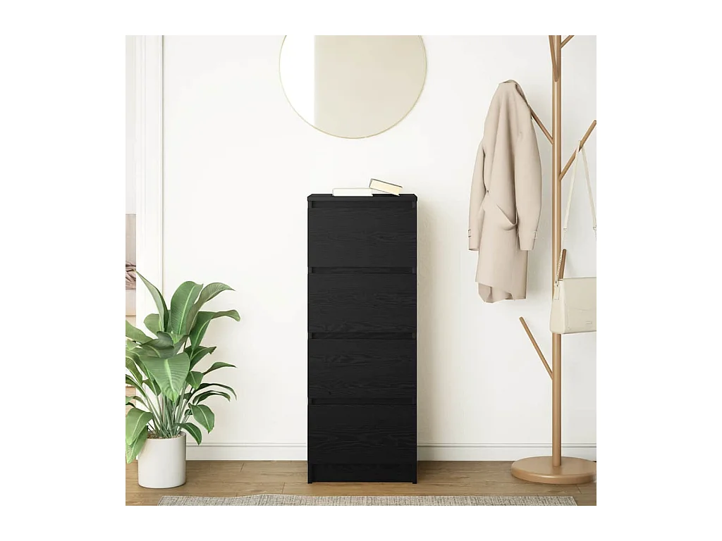 Buffet chêne noir 37,5x35x99 cm bois d'ingénierie