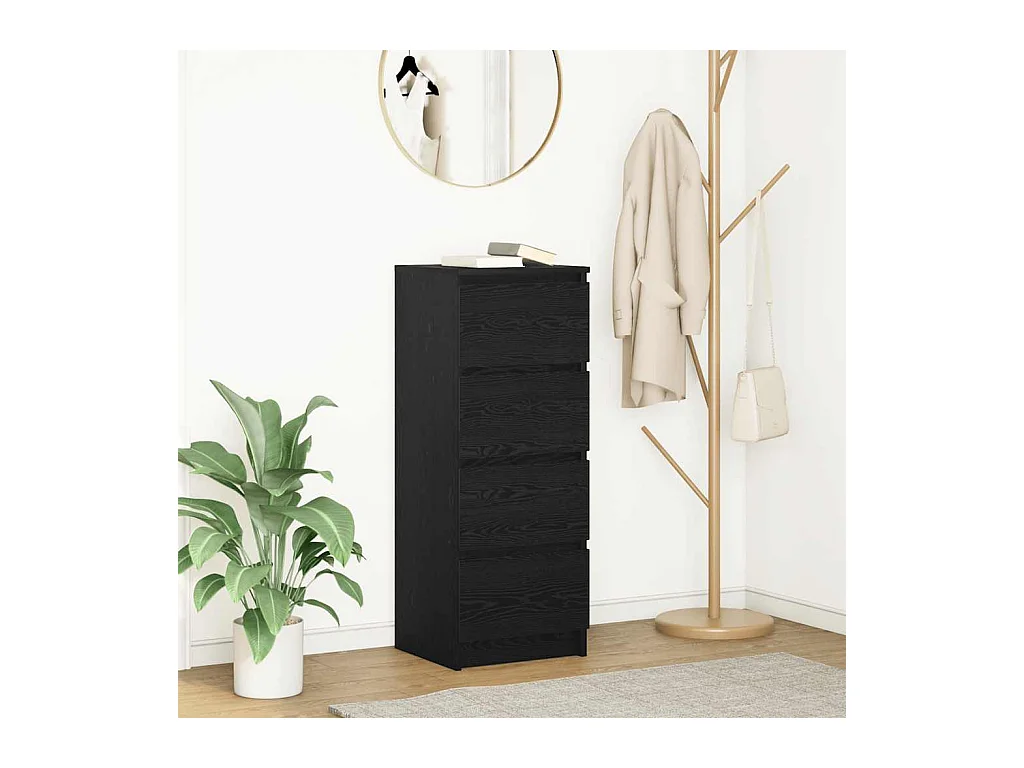 Buffet chêne noir 37,5x35x99 cm bois d'ingénierie