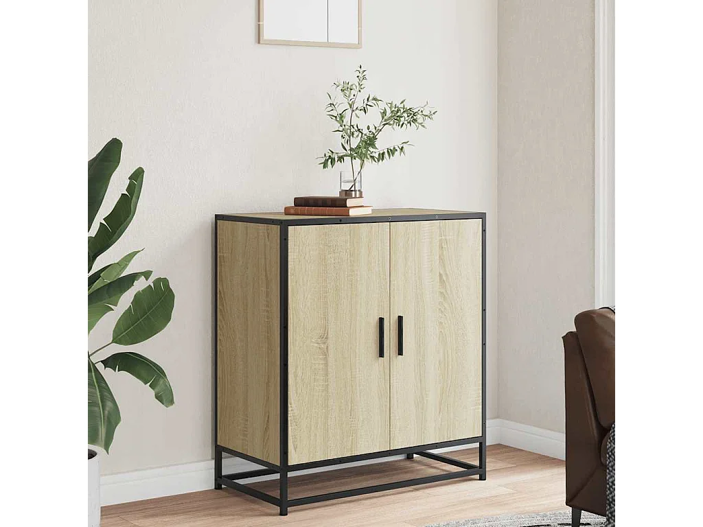 Buffet chêne sonoma 68x35x76 cm bois d'ingénierie et métal
