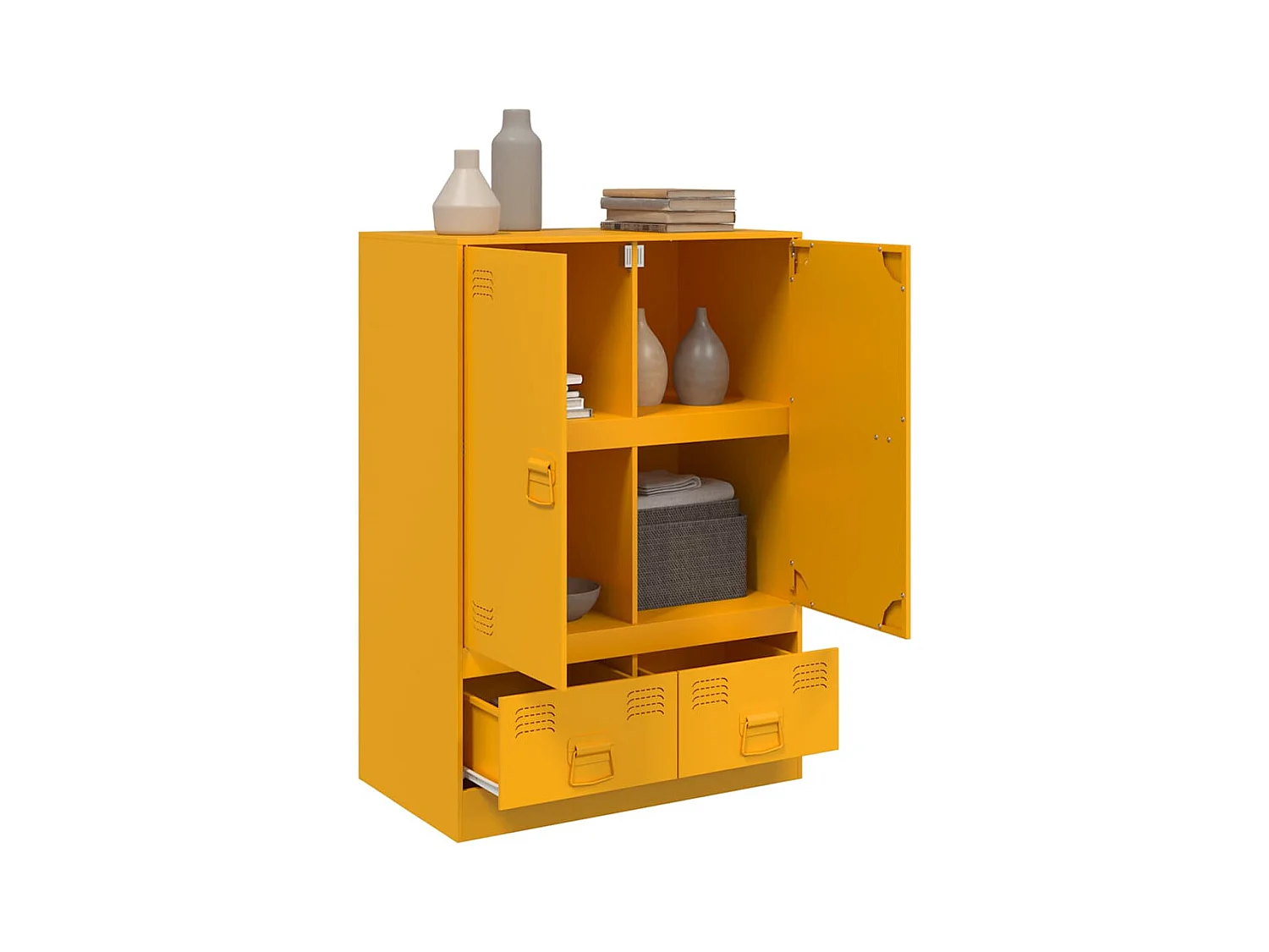 Buffet jaune moutarde 67x39x95 cm acier