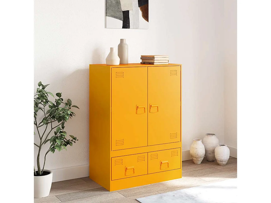 Buffet jaune moutarde 67x39x95 cm acier