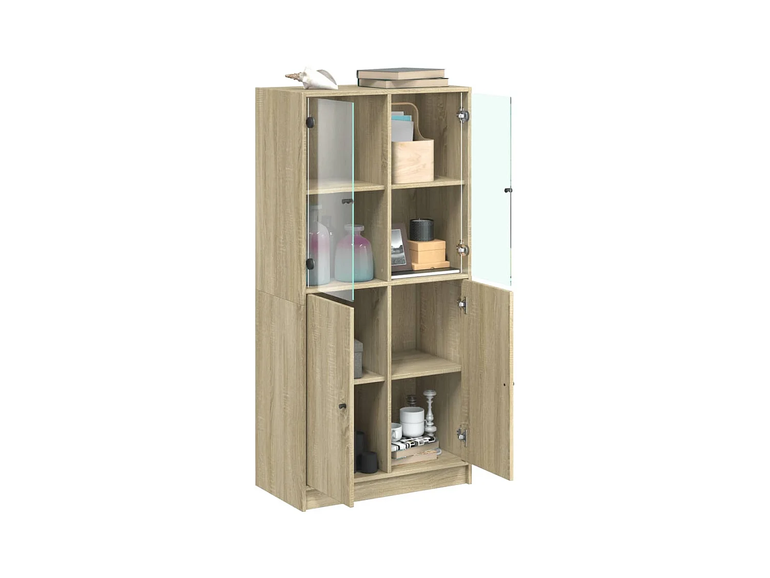 Buffet haut avec portes chêne sonoma bois d'ingénierie