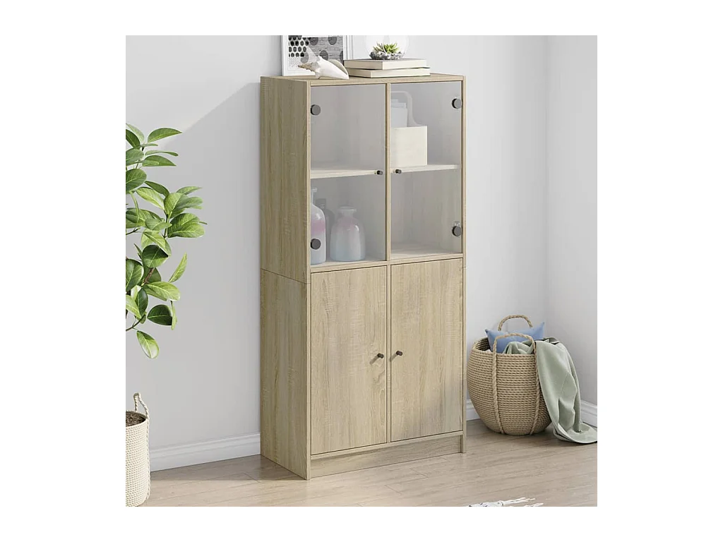 Buffet haut avec portes chêne sonoma bois d'ingénierie