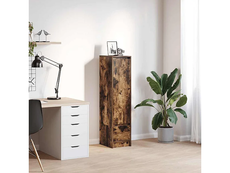 Buffet haut chêne fumé 29,5x34x119,5 cm bois d'ingénierie