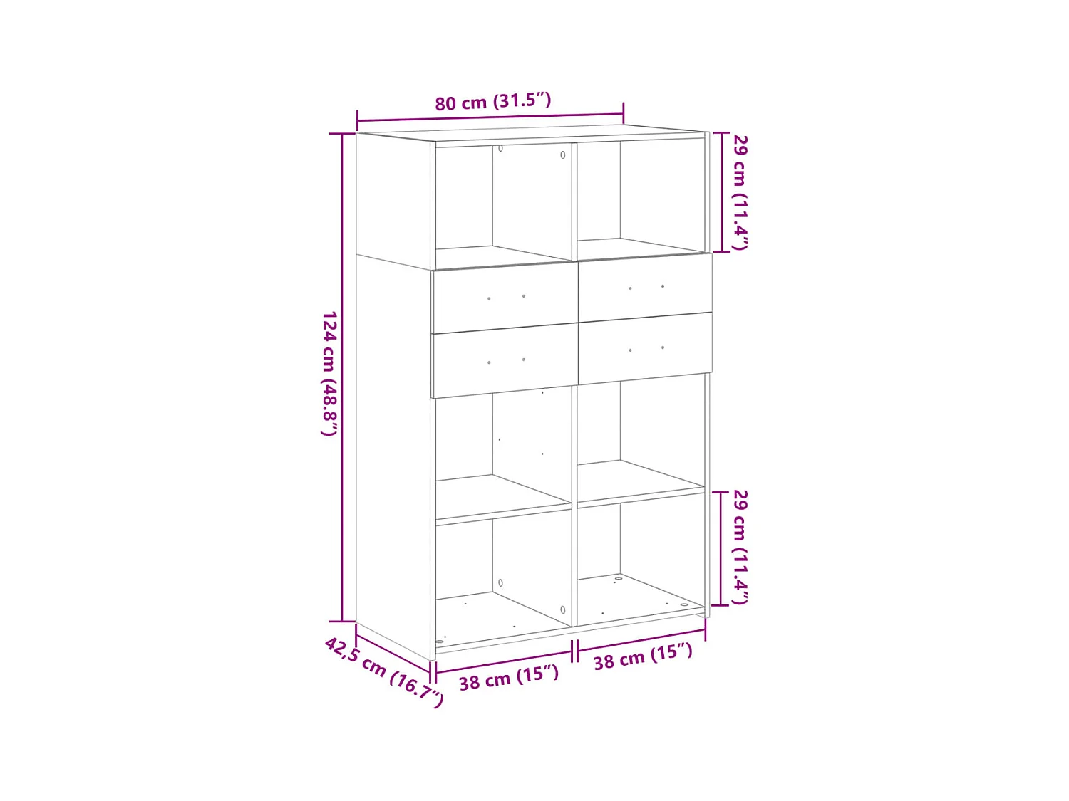 Buffet haut blanc 80x42,5x124 cm bois d'ingénierie