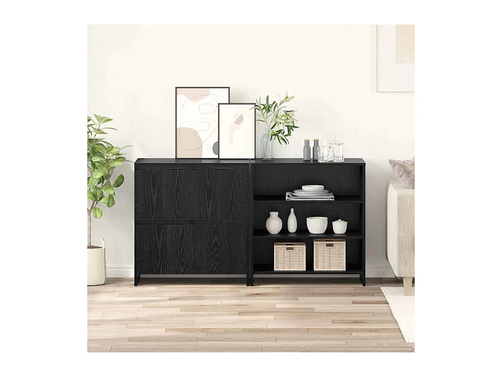 Buffets 2 pièces Chêne noir 70 x 41 x 75 cm Bois d'ingénierie