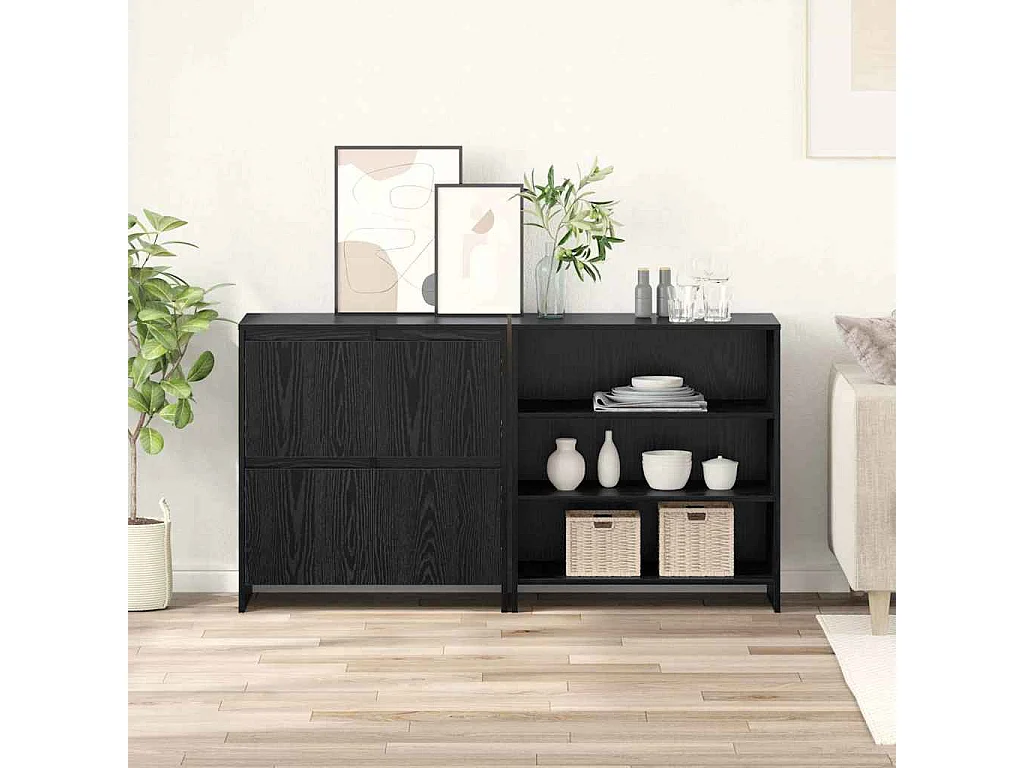 Buffets 2 pièces Chêne noir 70 x 41 x 75 cm Bois d'ingénierie