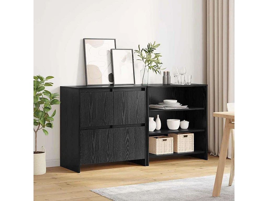 Buffets 2 pièces Chêne noir 70 x 41 x 75 cm Bois d'ingénierie
