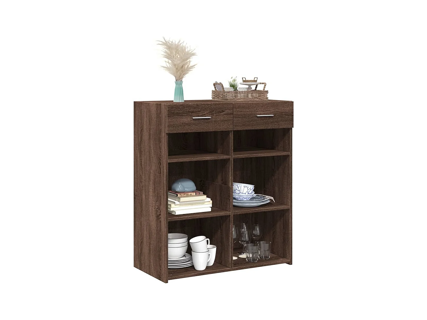 Buffet chêne marron 80x42,5x93 cm bois d'ingénierie