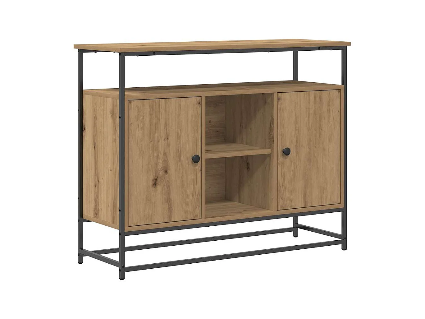 Dressoir artisanaal eikenkleurig 100 x 35 x 80 cm Bewerkt hout