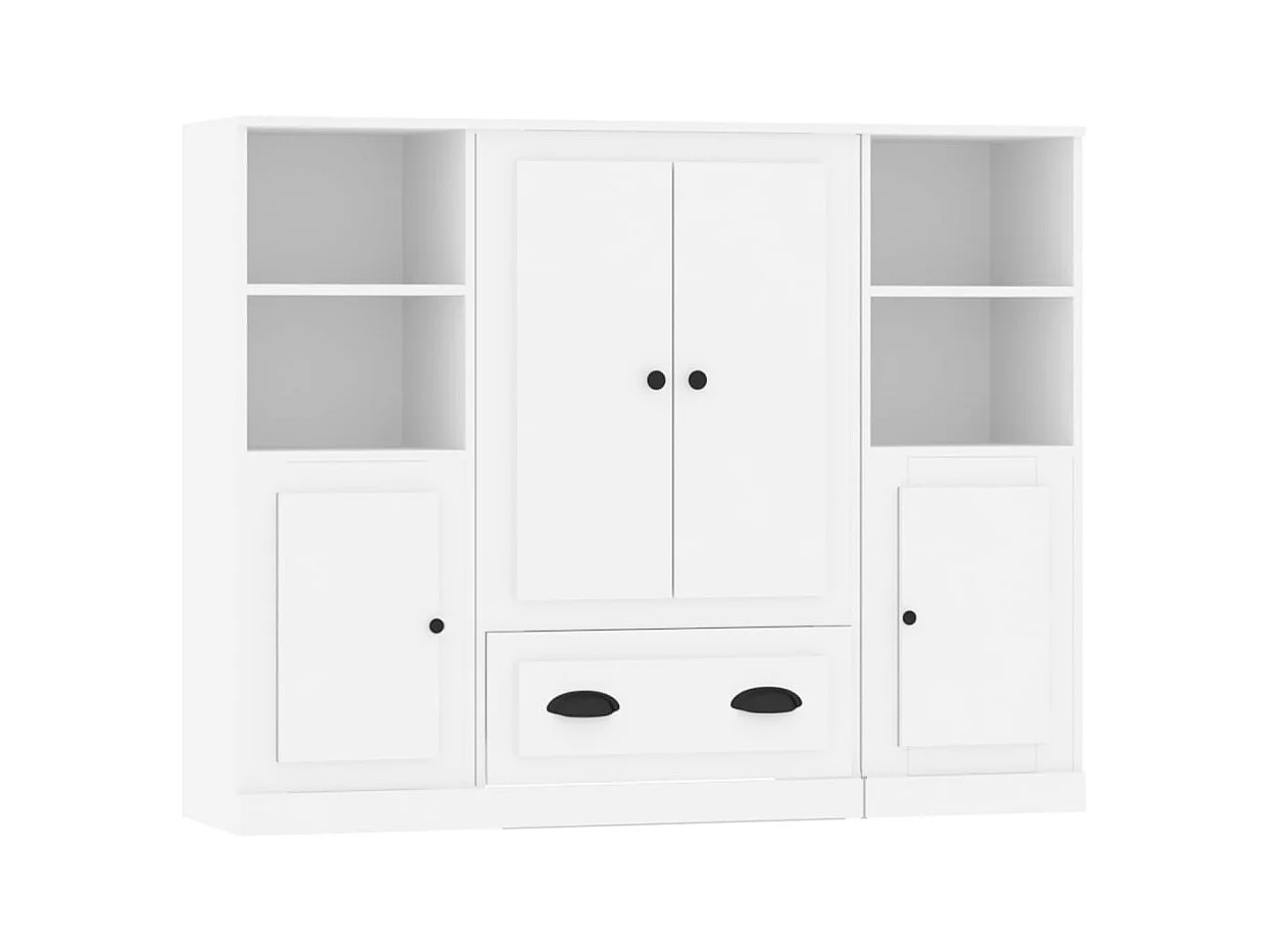 Buffets 3 pièces blanc bois d'ingénierie