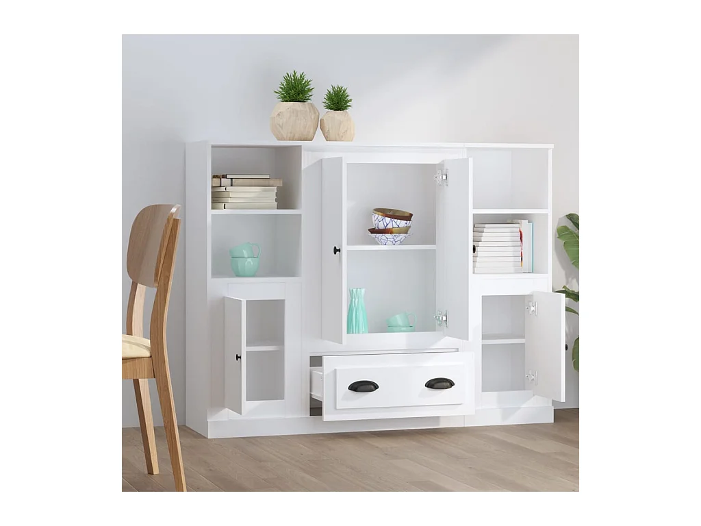 Buffets 3 pièces blanc bois d'ingénierie