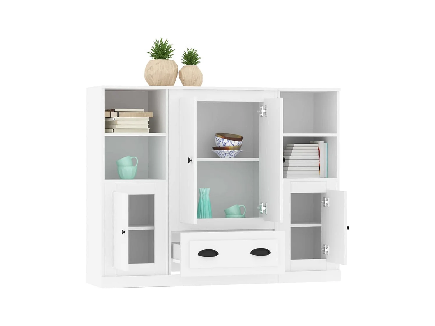 Buffets 3 pièces blanc bois d'ingénierie