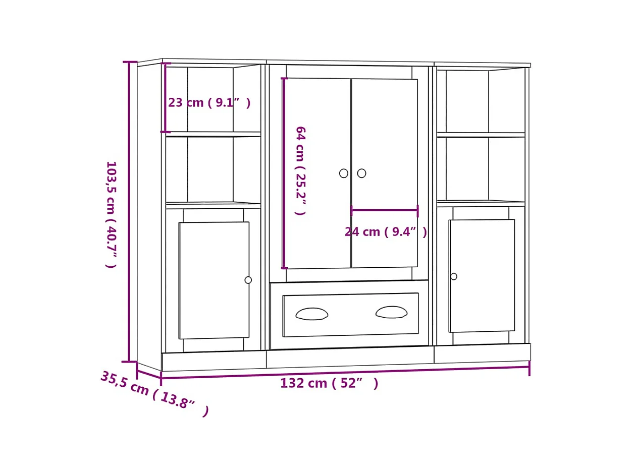 Buffets 3 pièces blanc bois d'ingénierie