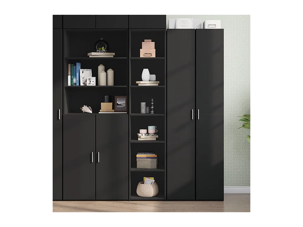 Buffet haut noir 40x41x185 cm bois d'ingénierie