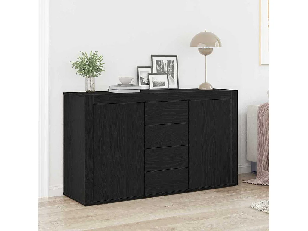 Dressoir met lade Zwart eiken 120 x 36 x 69 cm Bewerkt hout